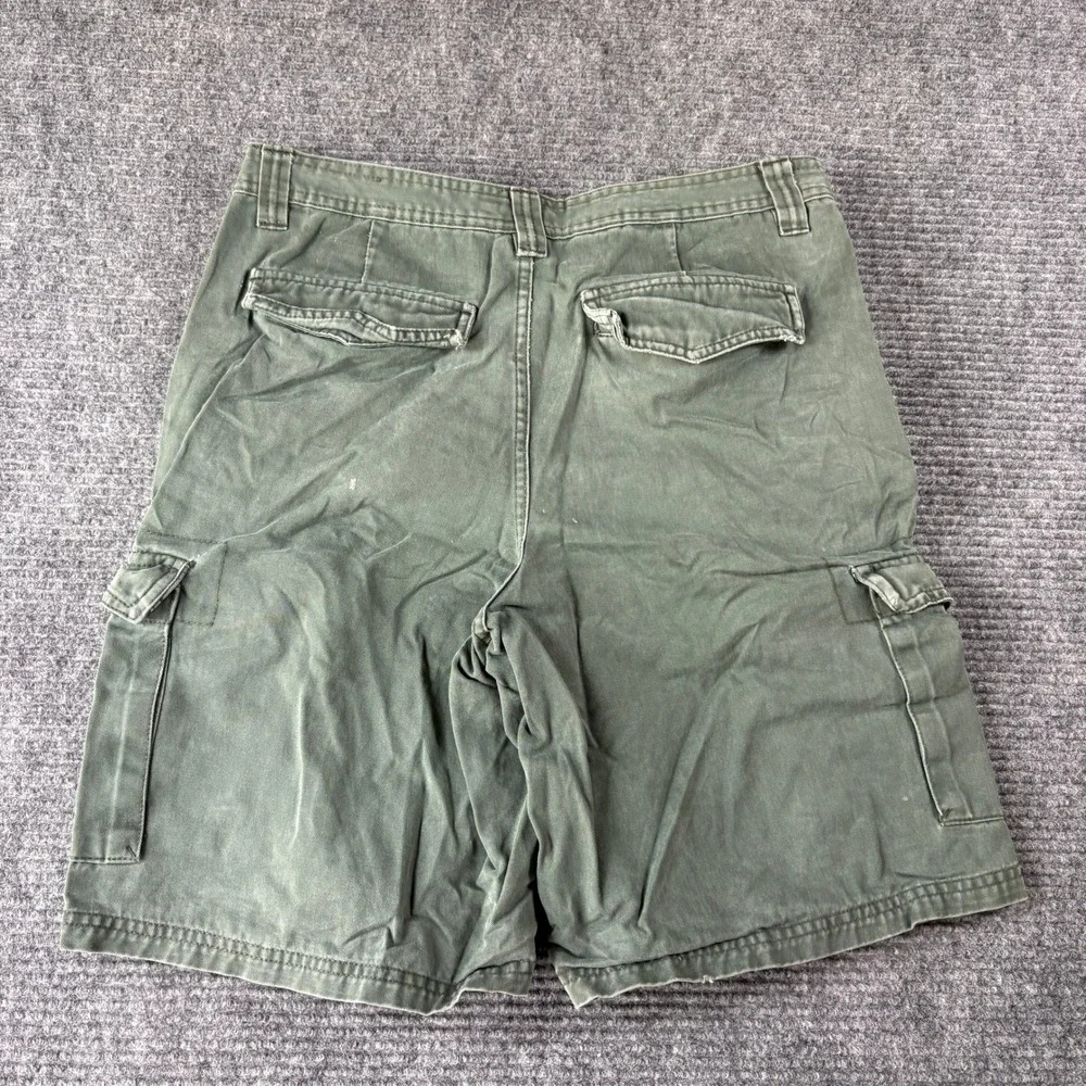 Faded Glory Mens Olive Green Cotton Cargo Shorts Size 30 Utility Workwear 4620